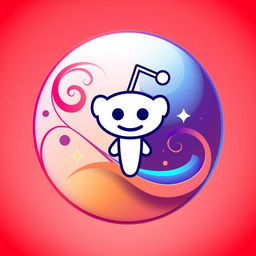 An enhanced abstract icon symbolizing 'Best Quizzes Reddit', designed as a circular shape with a captivating blend of vibrant colors to signify creativity and engagement