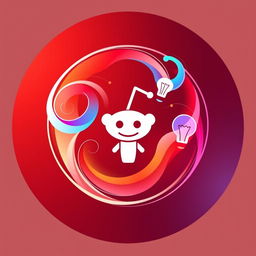 An enhanced abstract icon symbolizing 'Best Quizzes Reddit', designed as a circular shape with a captivating blend of vibrant colors to signify creativity and engagement