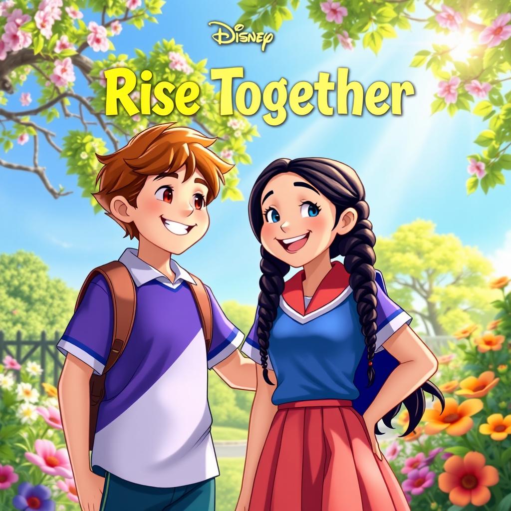 A vibrant Disney-style poster measuring 9x16, titled 'Rise Together'