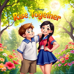 A vibrant Disney-style poster measuring 9x16, titled 'Rise Together'