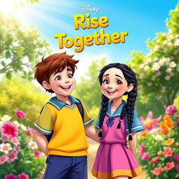 A vibrant Disney-style poster measuring 9x16, titled 'Rise Together'