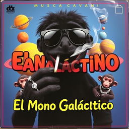 A vibrant music album cover featuring a black puppet with dark sunglasses and a cigarette in its mouth, with smoke rising from the cigarette