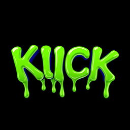 A dynamic 2D illustration featuring the word 'KICK' in vibrant green letters that appear to be melting like slime