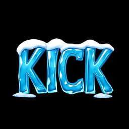 A stunning 2D illustration featuring the word 'KICK' in bold, icy blue letters that resemble frozen ice, complete with a glossy, shimmering surface