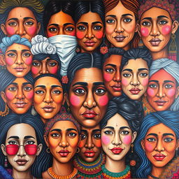 An artistic tribute to 'Cien Rostros, Cien Vidas' by Ana Belouche, showcasing a vibrant collage of diverse faces, each reflecting unique emotions and stories