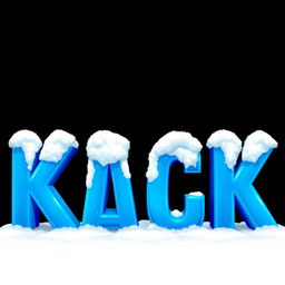 A vibrant 2D illustration of the word "KICK" styled with bold blue letters, set against a solid black background