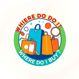 An engaging circular icon representing the 'Where Do I Buy?' community, designed to reflect a vibrant marketplace theme