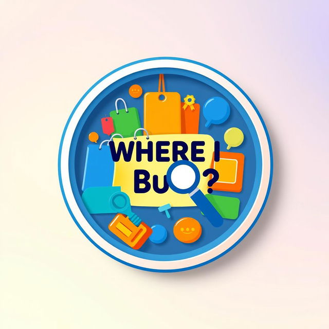 An engaging circular icon representing the 'Where Do I Buy?' community, designed to reflect a vibrant marketplace theme