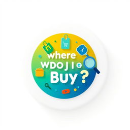 A visually appealing circular icon for the 'Where Do I Buy?' community, designed to embody the spirit of shopping and exploration