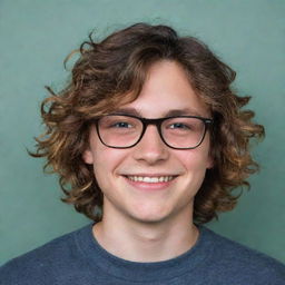 A teenage boy with dark circles under his eyes, wearing glasses and smiling. He has long, tousled hair.