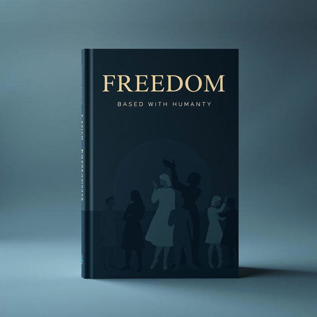 A book cover design in muted, opaque colors, portraying the theme of freedom based on humanity