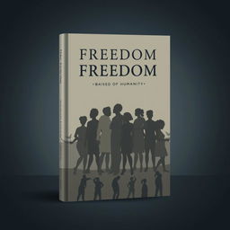 A book cover design in muted, opaque colors, portraying the theme of freedom based on humanity