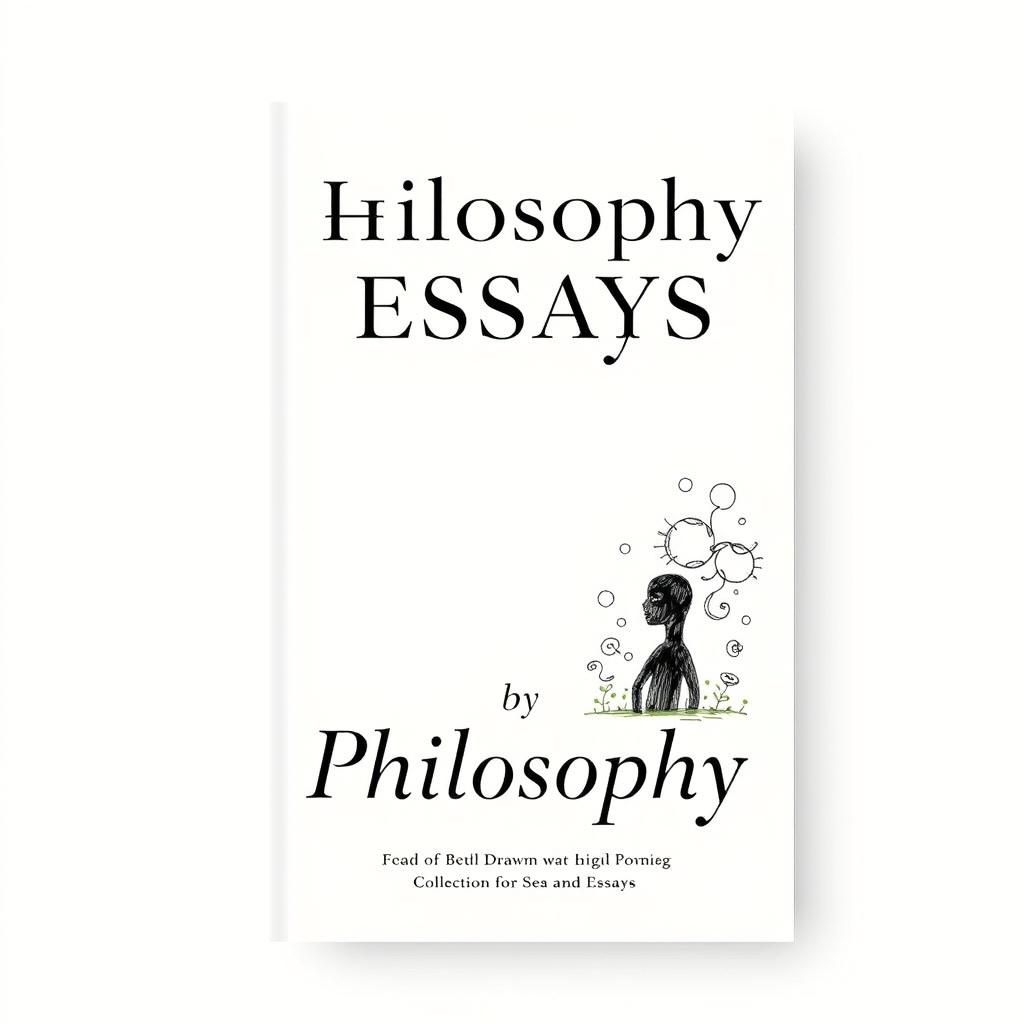 A book cover design for a collection of philosophical essays, featuring a hand-drawn illustration that evokes the essence of philosophy