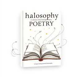 A book cover design for a collection of philosophical poetry, featuring a hand-drawn illustration that embodies the essence of philosophy