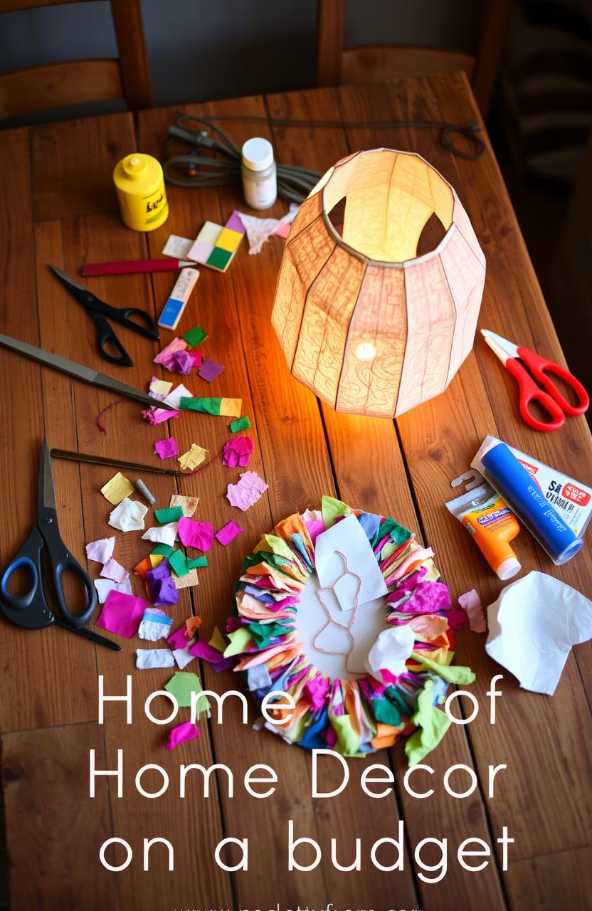 A creative DIY project showcasing a beautiful, budget-friendly home decor item made from recycled materials