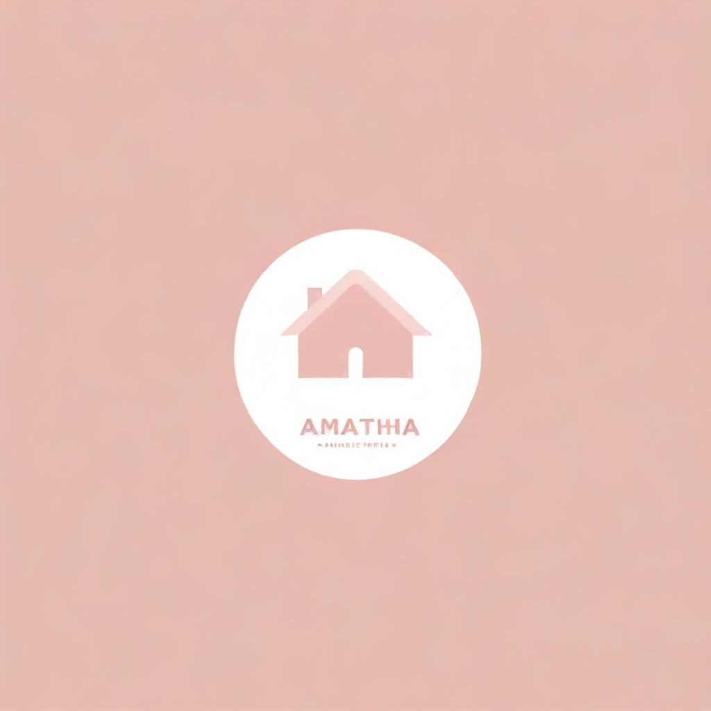 Create a logo with the name 'Samantha Homestyle Atchara'. It should incorporate a charming, homely aesthetic with pink shades as the primary color palette.