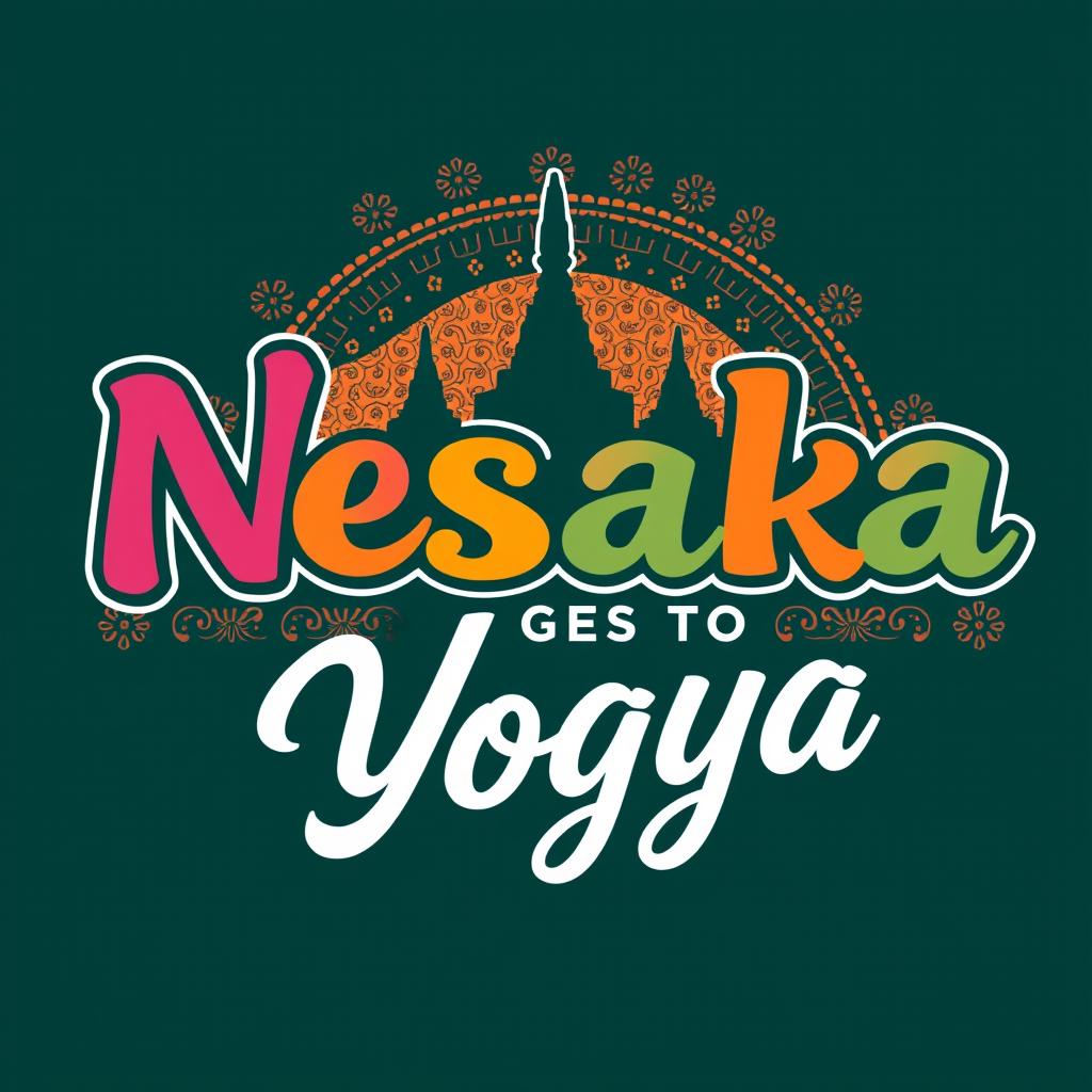 A creative logo design for a shirt featuring the phrase 'Nesaka Goes to Yogya'