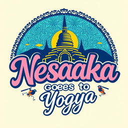 A creative logo design for a shirt featuring the phrase 'Nesaka Goes to Yogya'