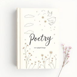 A book cover design for a poetry collection, featuring a hand-drawn illustration that captures the essence of poetry