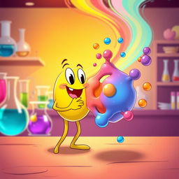 An engaging animation scene depicting an enzyme catalyzing a substrate