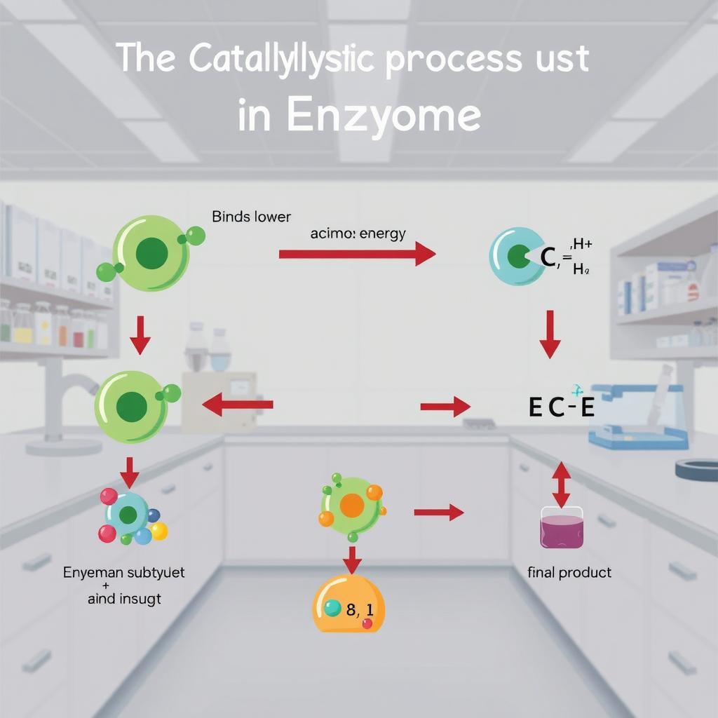 An educational illustration depicting the catalytic process of an enzyme