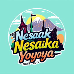 A dynamic and colorful logo design for a shirt featuring 'Nesaka Goes to Yogya'