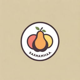 Design a logo with the text 'Samantha's Homestyle Atchara'. Include illustrations of pickled fruits or vegetables in a rustic, homely style.