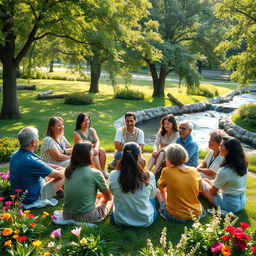 A serene and tranquil scene representing mental health awareness