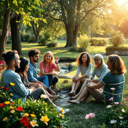 A serene and tranquil scene representing mental health awareness