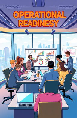 A colorful and dynamic illustration representing operational readiness in a corporate setting