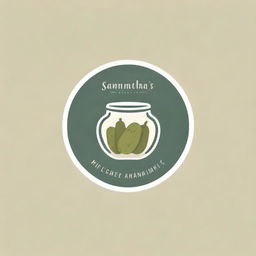 A unique and creative logo for a company called Samantha's Homestyle Atchara, embodying homeliness, tradition and the delight of homemade pickles