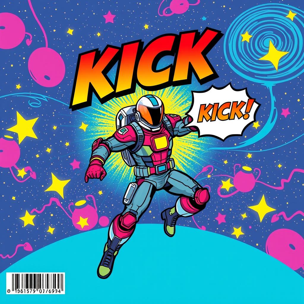 A dynamic full view comic cover featuring a space ranger, illustrated in an energetic pop art and comic style