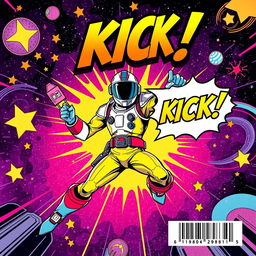 A dynamic full view comic cover featuring a space ranger, illustrated in an energetic pop art and comic style