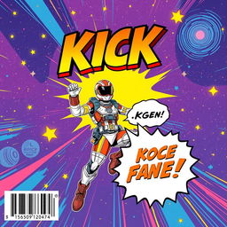 A dynamic full view comic cover featuring a space ranger, illustrated in an energetic pop art and comic style