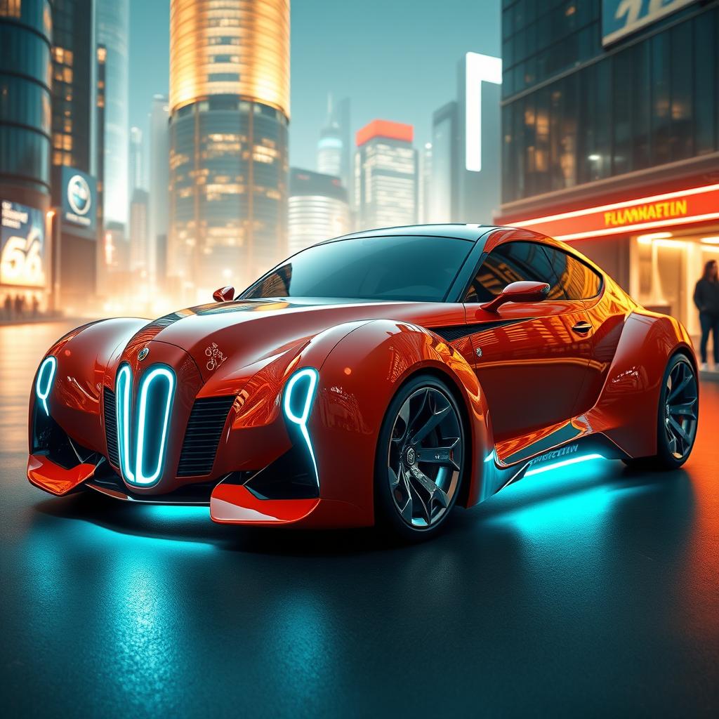 An exotic supercar that innovatively merges the classic 1939 Chevrolet Coupe widebody with elements of a futuristic BMW SUV