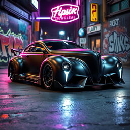 An exotic supercar that creatively fuses the vintage 1939 Chevrolet Coupe widebody with the edgy, futuristic aesthetic of a punk-styled BMW SUV