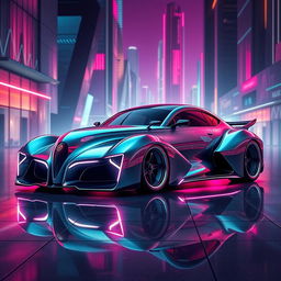 An avant-garde exotic supercar merging the iconic design of a 1939 Chevrolet Coupe widebody with the sleek, futuristic features of a BMW SUV