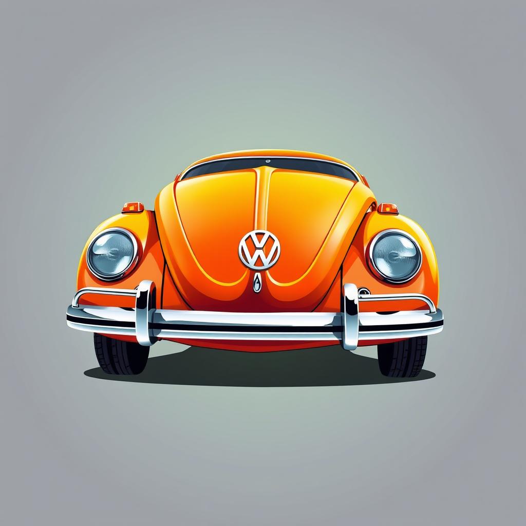 A vibrant and detailed 2D illustration of a Volkswagen car in a quarters view