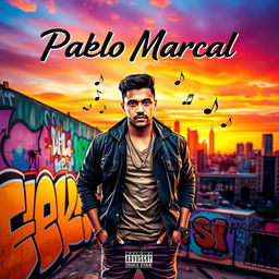 A stunning album cover for Pablo Marcal, featuring a vibrant and dynamic composition