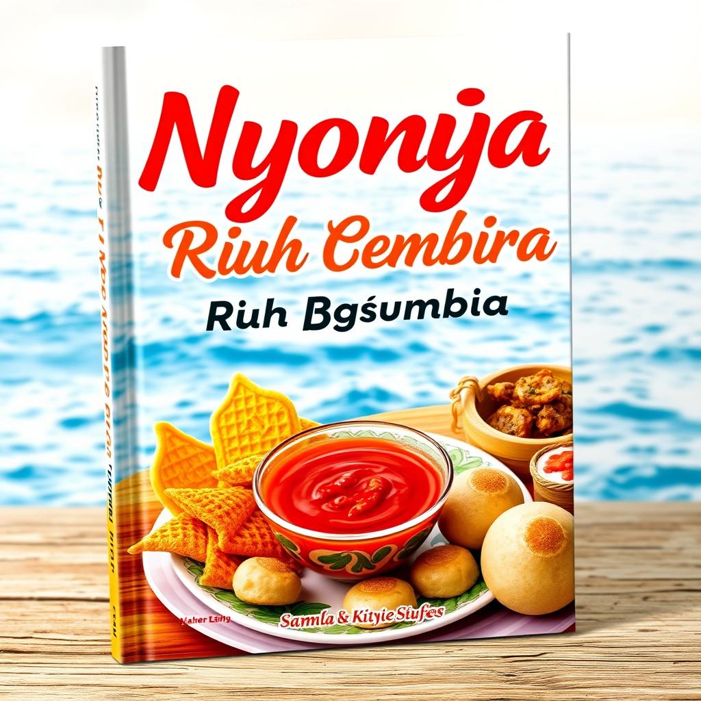 An aesthetic book cover design entitled 'Nyonya Inna, Riuh Bergembira', featuring a lively and colorful composition