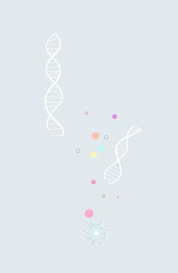 An abstract biotechnology illustration depicting gene fragments and intricate cell patterns in a minimalist style