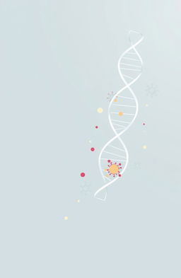 An abstract biotechnology illustration depicting gene fragments and intricate cell patterns in a minimalist style