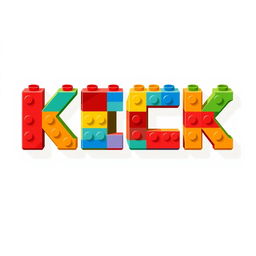 A colorful and playful 2D illustration of the word 'KICK' made entirely from LEGO bricks