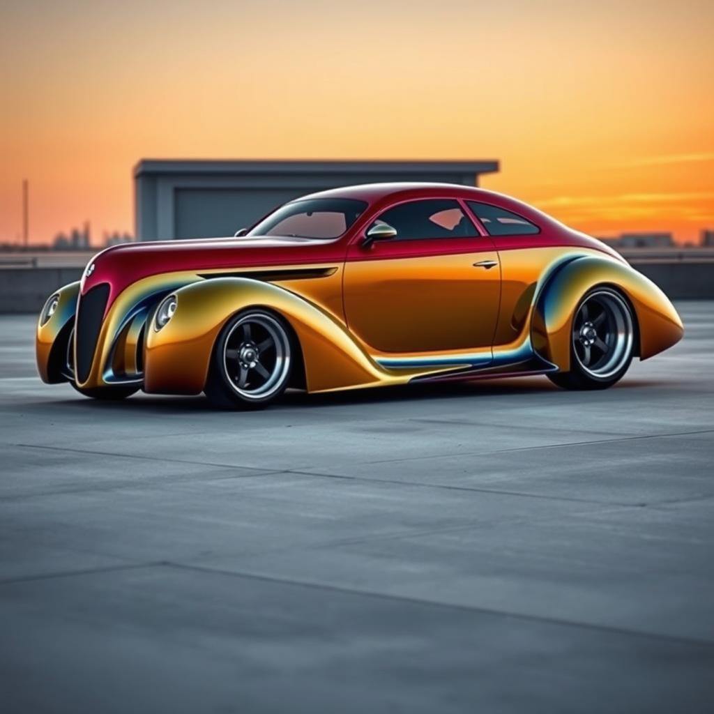 A unique supercar design that merges a 1939 Chevrolet Coupe with a futuristic BMW avant-garde style