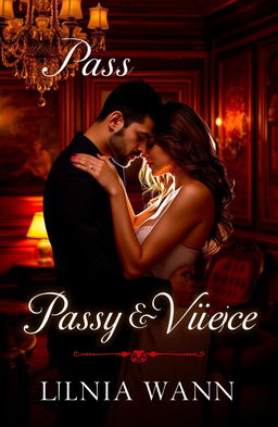 An evocative cover for a story about passion and vice, featuring a dramatic and intimate scene of a couple locked in an intense embrace, their faces close together with a look of desire and longing