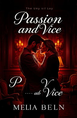 An evocative cover for a story about passion and vice, featuring a dramatic and intimate scene of a couple locked in an intense embrace, their faces close together with a look of desire and longing