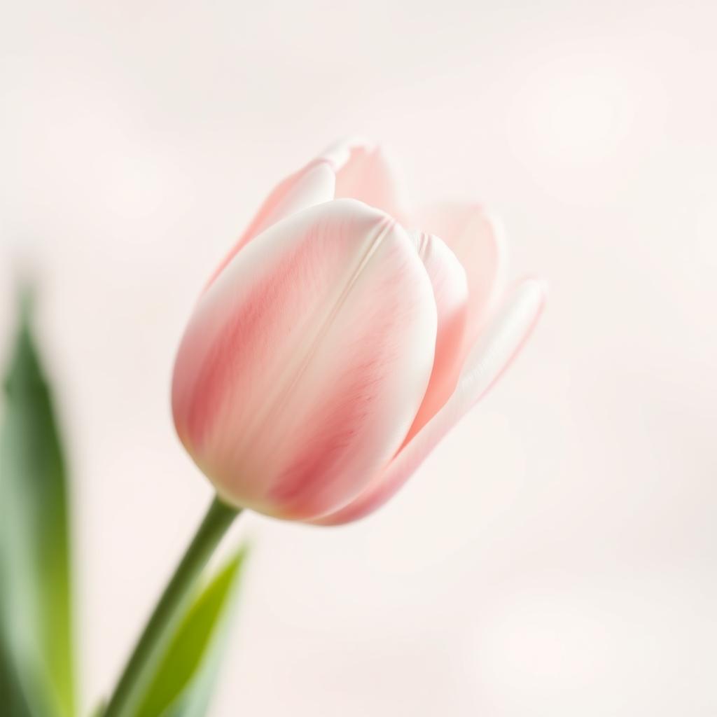 A beautifully soft and ethereal image of a faint tulip, slightly blurred or rendered in a watercolor style