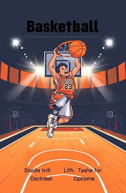 A dynamic basketball-themed cover for a project, featuring a vibrant illustration of a basketball player dunking a ball into a hoop with an energetic expression