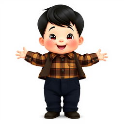 A cartoon-style 3D illustration of a 10-month-old baby boy standing with his legs and arms open in a delightful pose