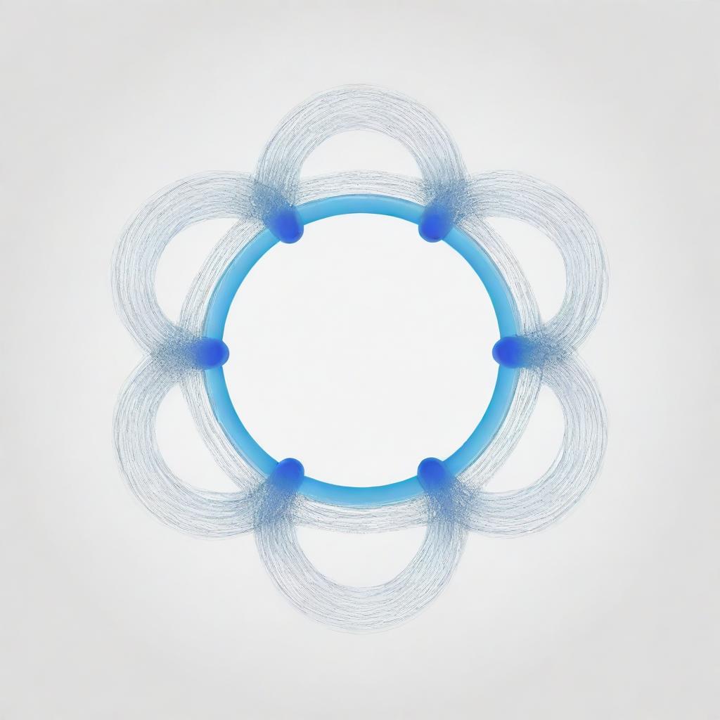 Create an illustrative diagram of ring topology, with computational nodes interconnected in a circular configuration, demonstrating data flow and operation principles.